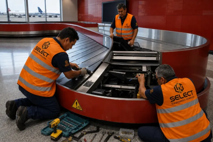 Manutenção de escadas rolantes e esteiras de bagagem